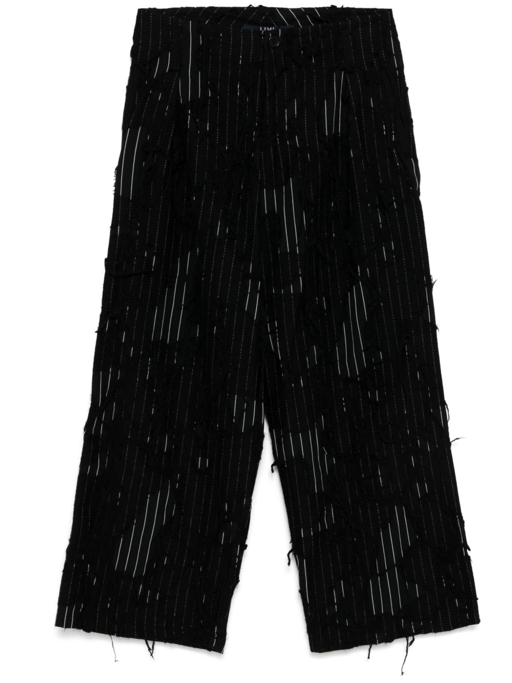 Yohji Yamamoto 仿旧直筒长裤 - 黑色