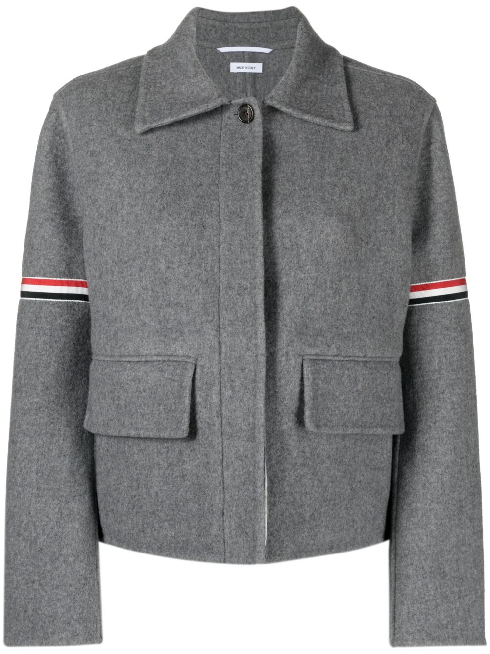 Thom Browne 罗缎条纹拉绒夹克 - 灰色