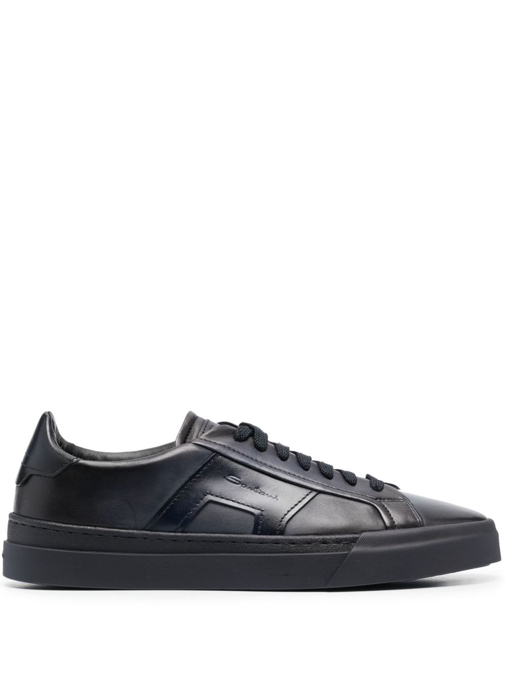 Santoni Double Buckle 皮质运动鞋 - 蓝色