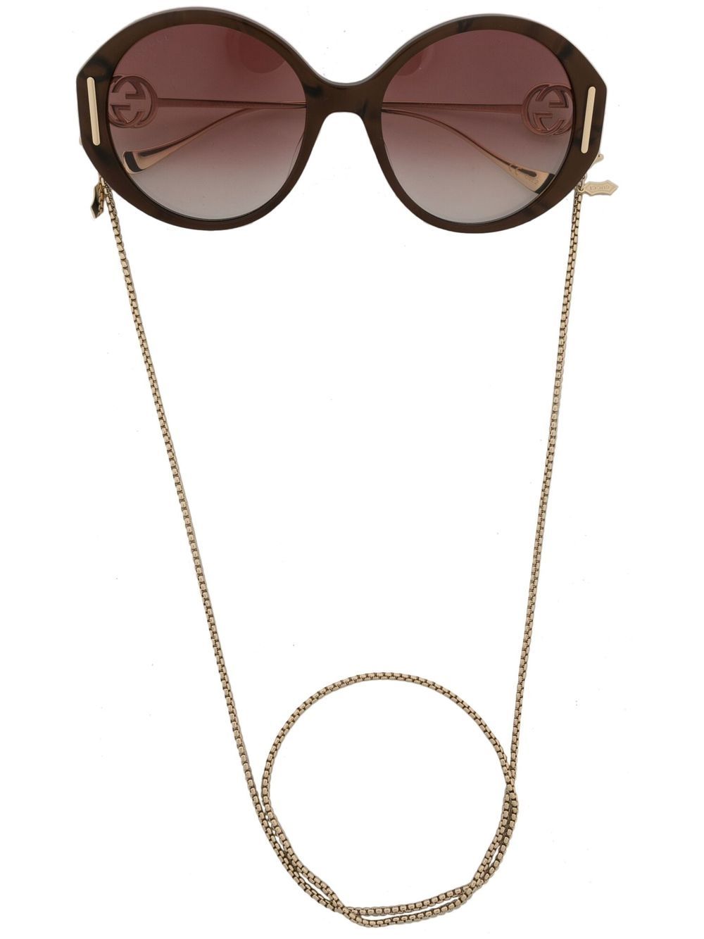 Gucci Eyewear logo标牌超大框太阳眼镜 - 褐色