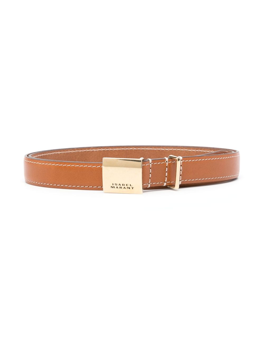 ISABEL MARANT Lowell 雕刻扣环皮质腰带 - 褐色