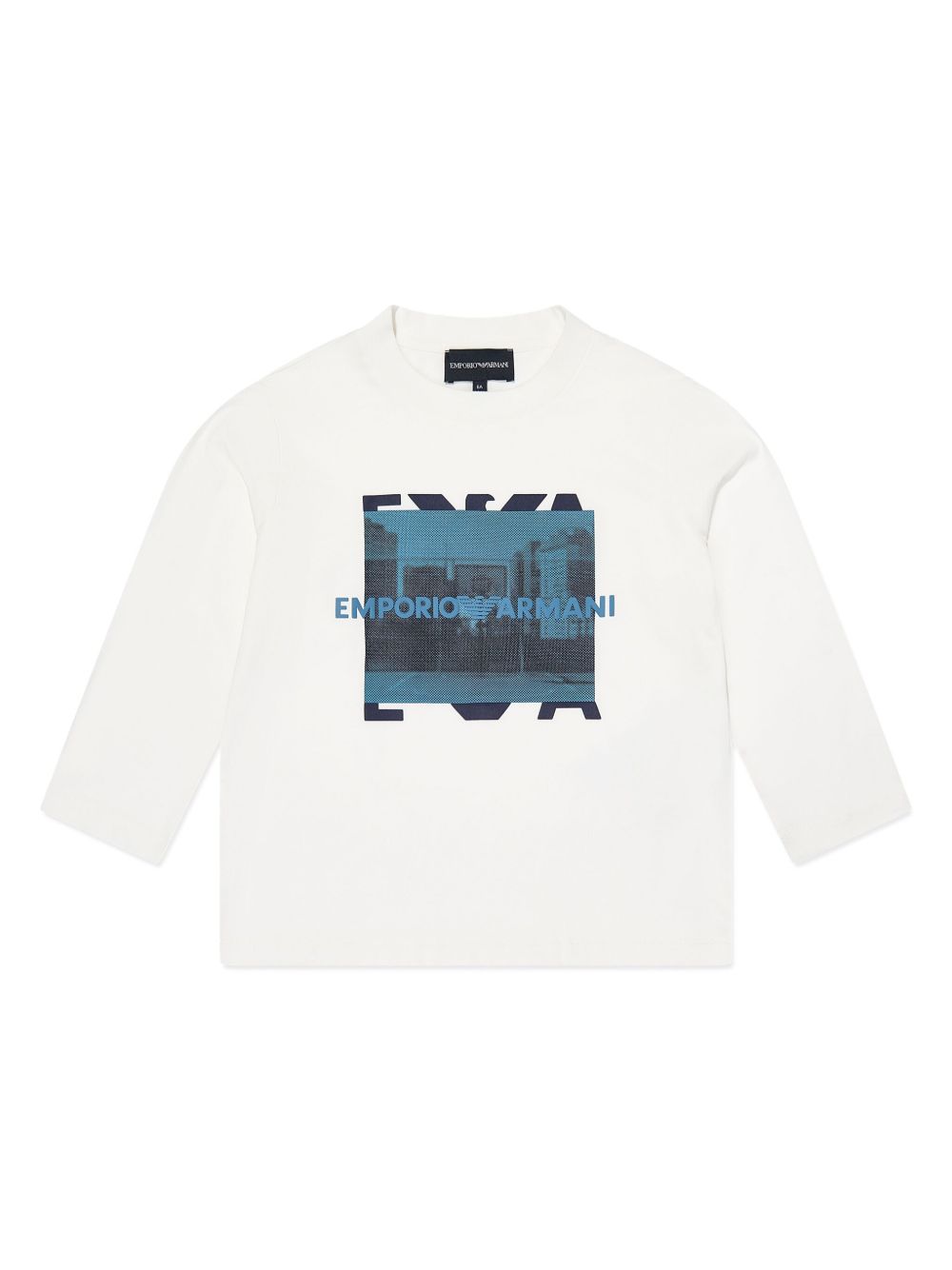 Emporio Armani Kids 标贴图案印花T恤 - 白色