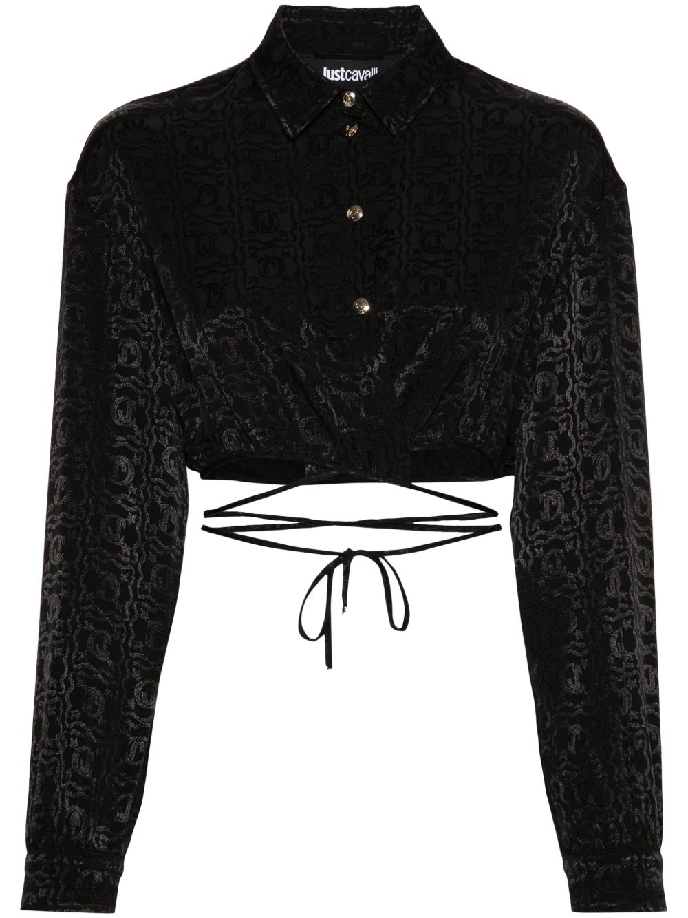 Just Cavalli 经典logo提花短款罩衫 - 黑色