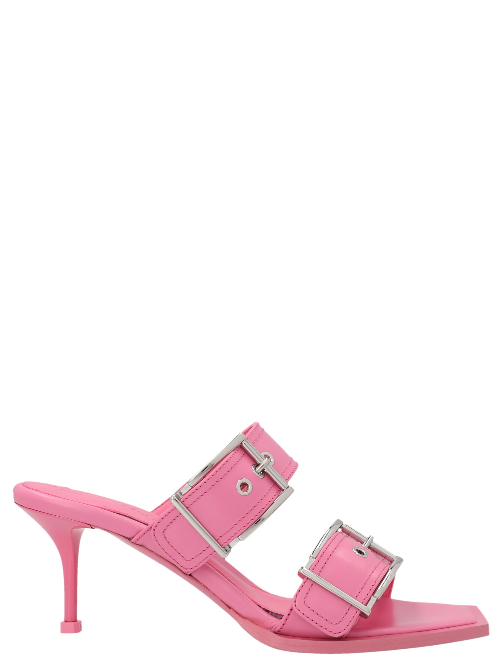Alexander McQueen Pink Punk Sandal With Double Buckle