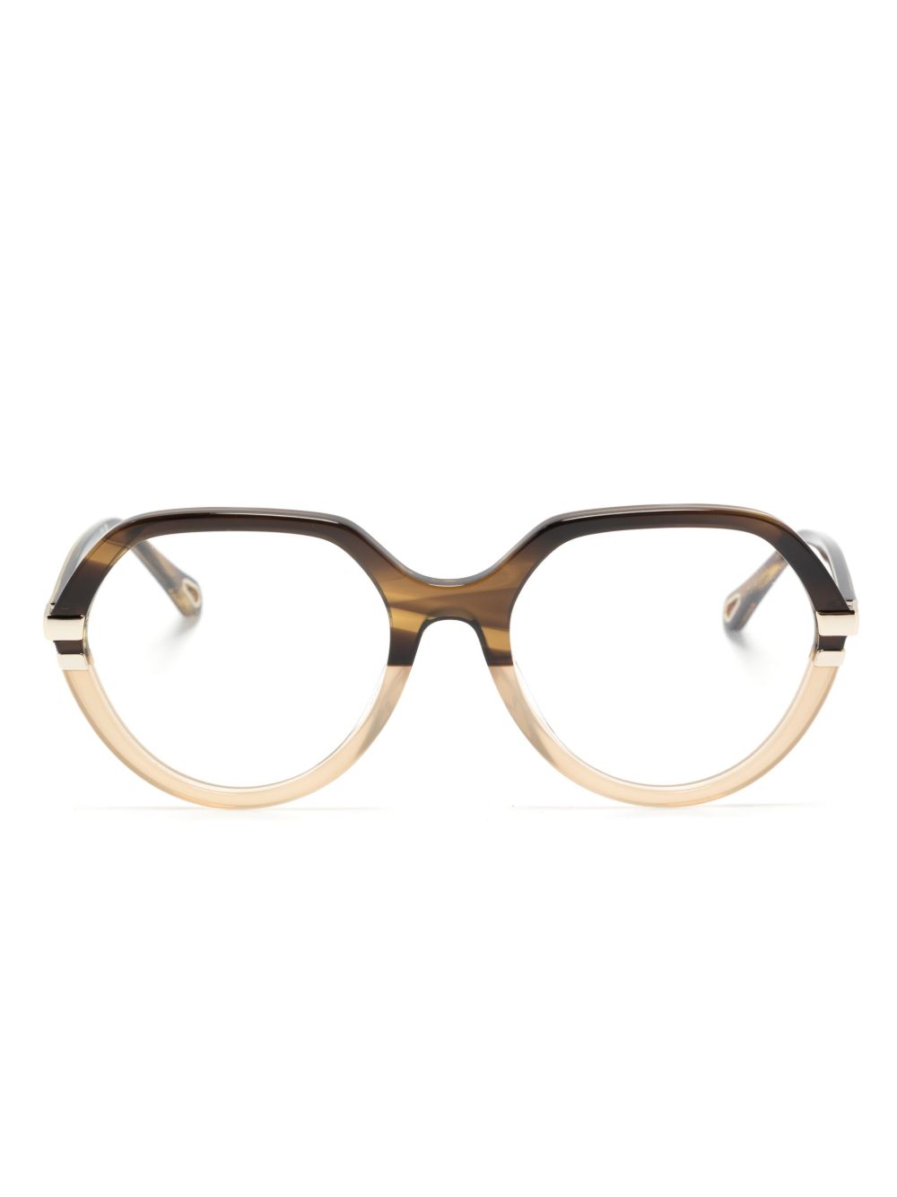 Chloé Eyewear 双色大理石眼镜 - 褐色