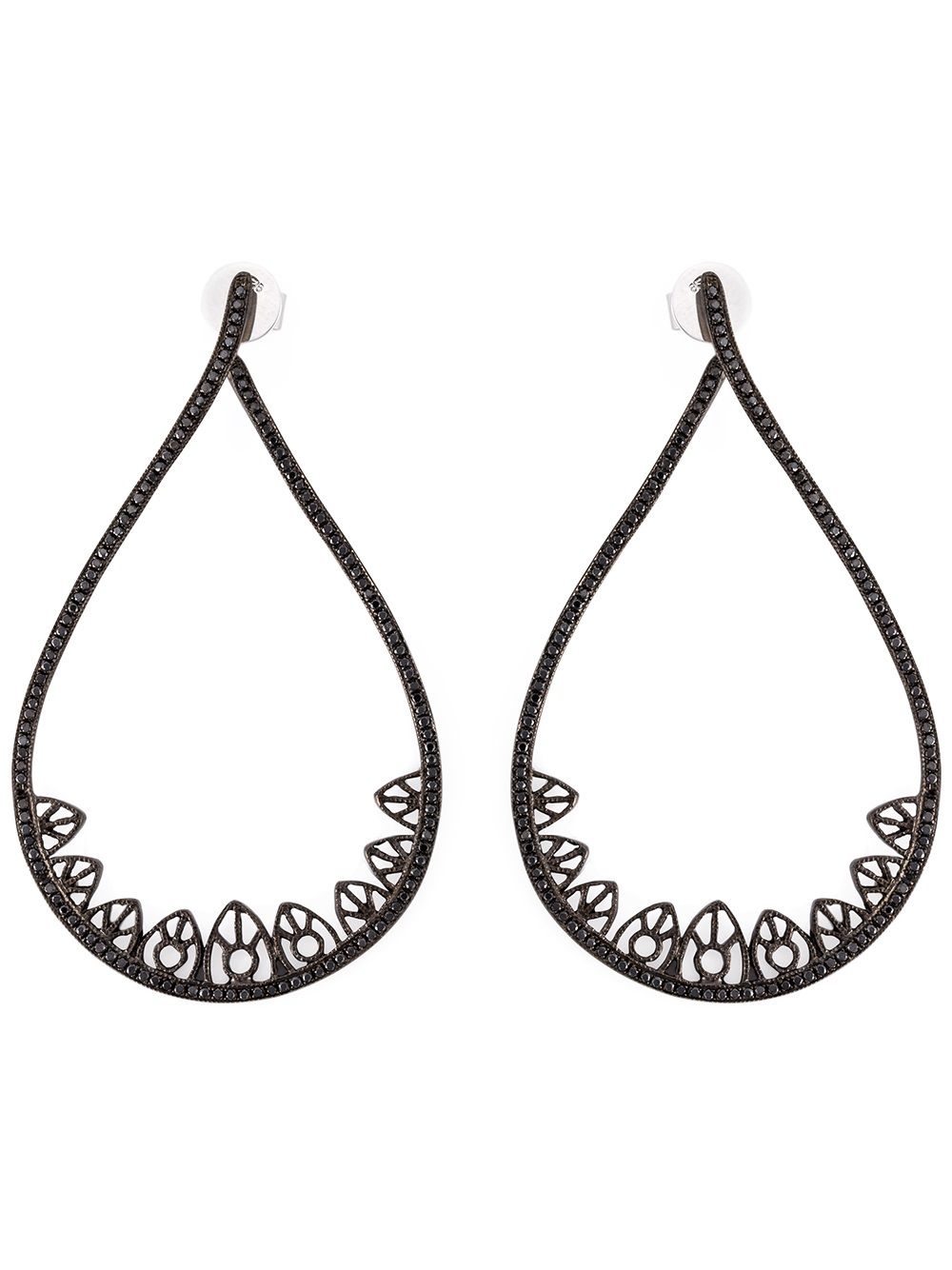 Joëlle Jewellery 哥特式镶钻耳环 - 黑色