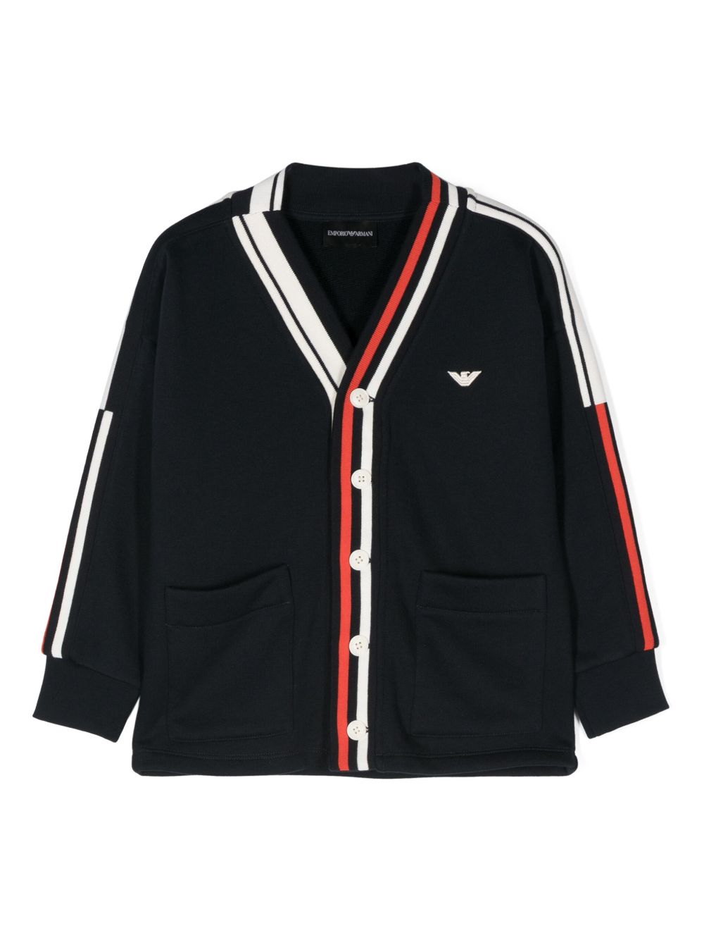 Emporio Armani Kids 标贴开衫 - 蓝色
