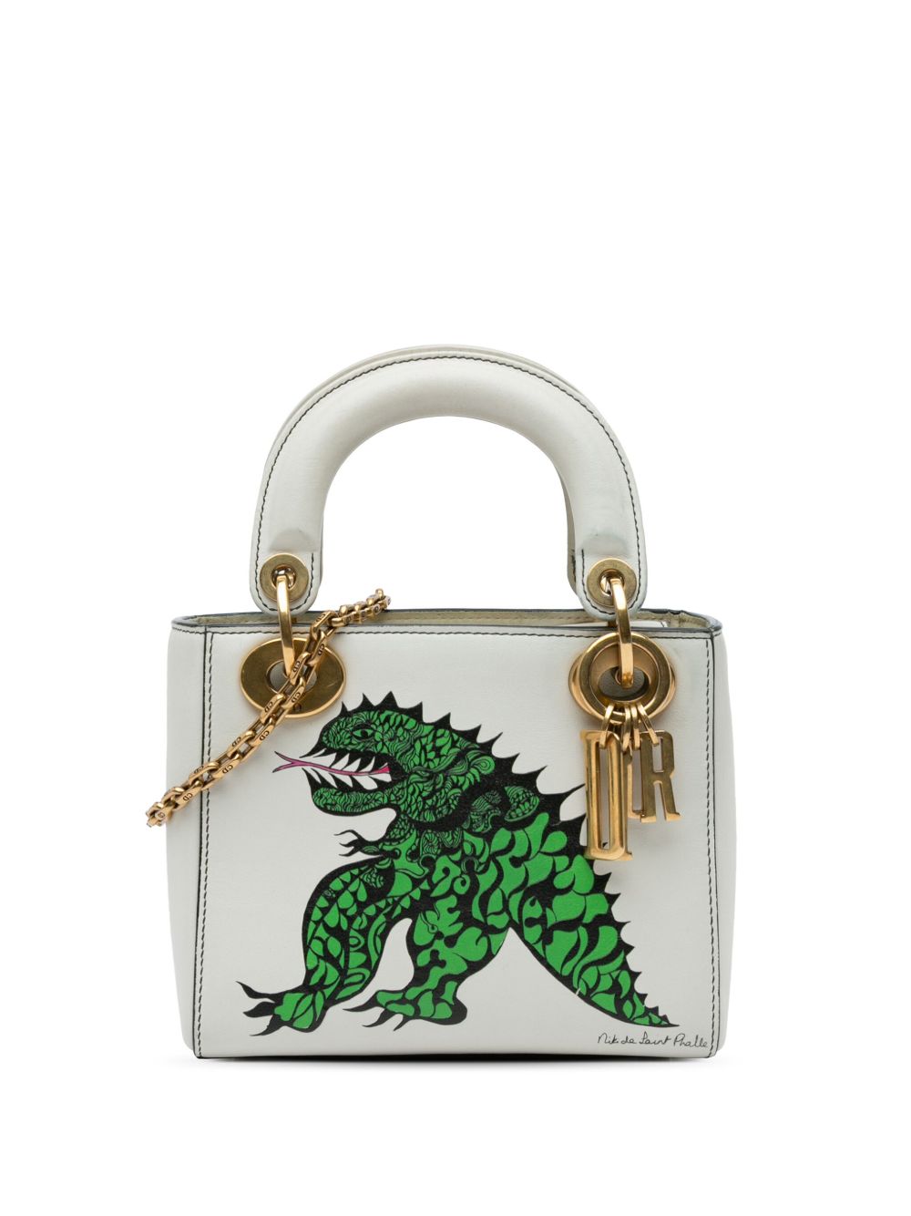 Christian Dior Pre-Owned Limited Edition Niki De Saint Phalle Dragon Lady Dior 迷你小牛皮斜挎包（2017年典藏款） - 白色