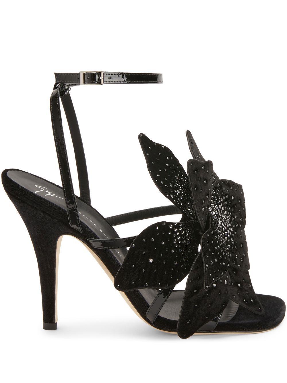 Giuseppe Zanotti Florant 花卉图案皮质凉鞋 - 黑色