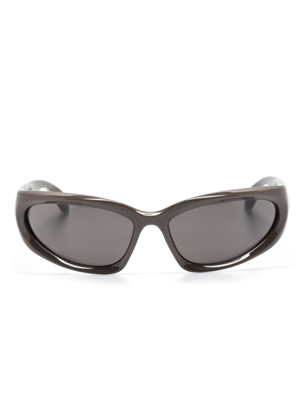 Balenciaga Eyewear BB0157S 椭圆框太阳眼镜 - 褐色