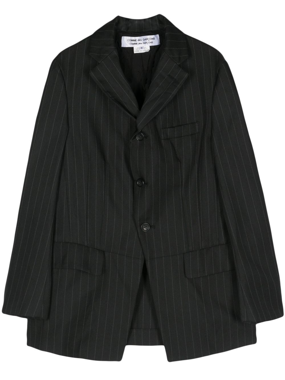 Comme Des Garçons Comme Des Garçons 单排扣细条纹西装夹克 - 黑色