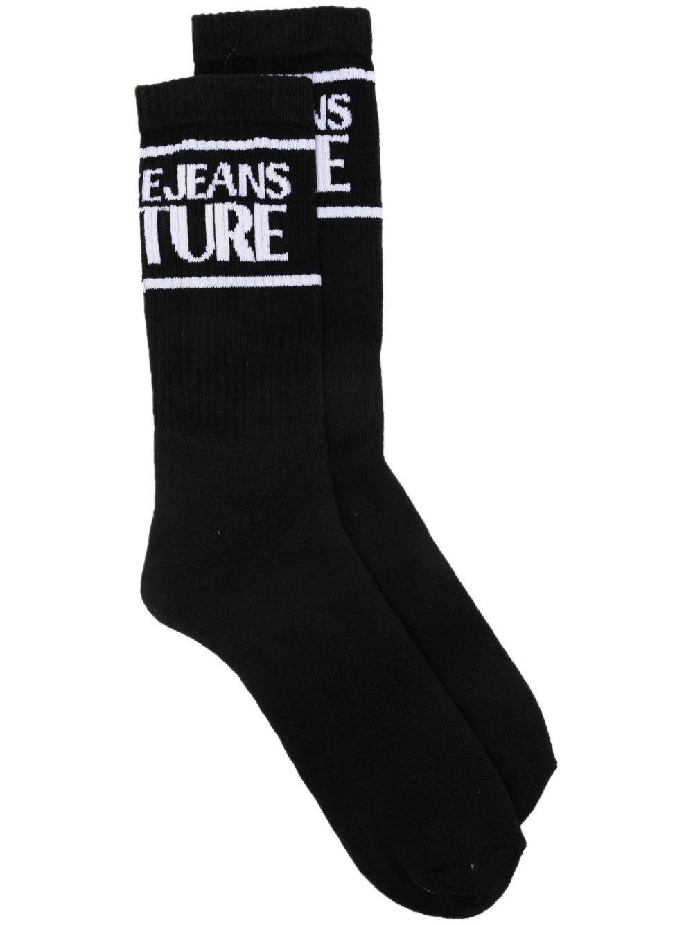 Versace Jeans Couture 棉logo嵌花针织袜 - 黑色