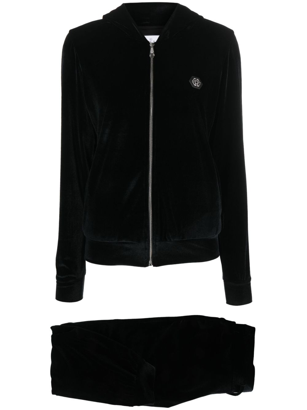 Philipp Plein 3D 骷髅头丝绒运动套装 （两件装) - 黑色