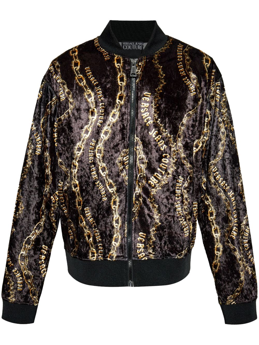Versace Jeans Couture 链饰印花飞行员夹克 - 褐色