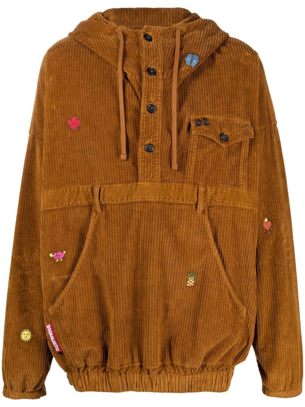 DSQUARED2 D2次方 灯芯绒连帽夹克 - 褐色
