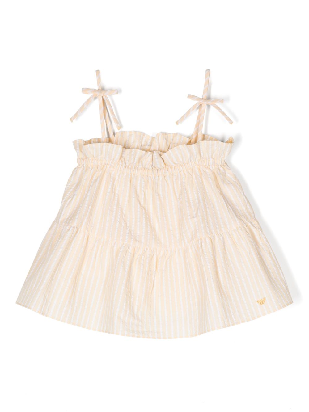 Emporio Armani Kids 条纹图案棉上衣 - 黄色