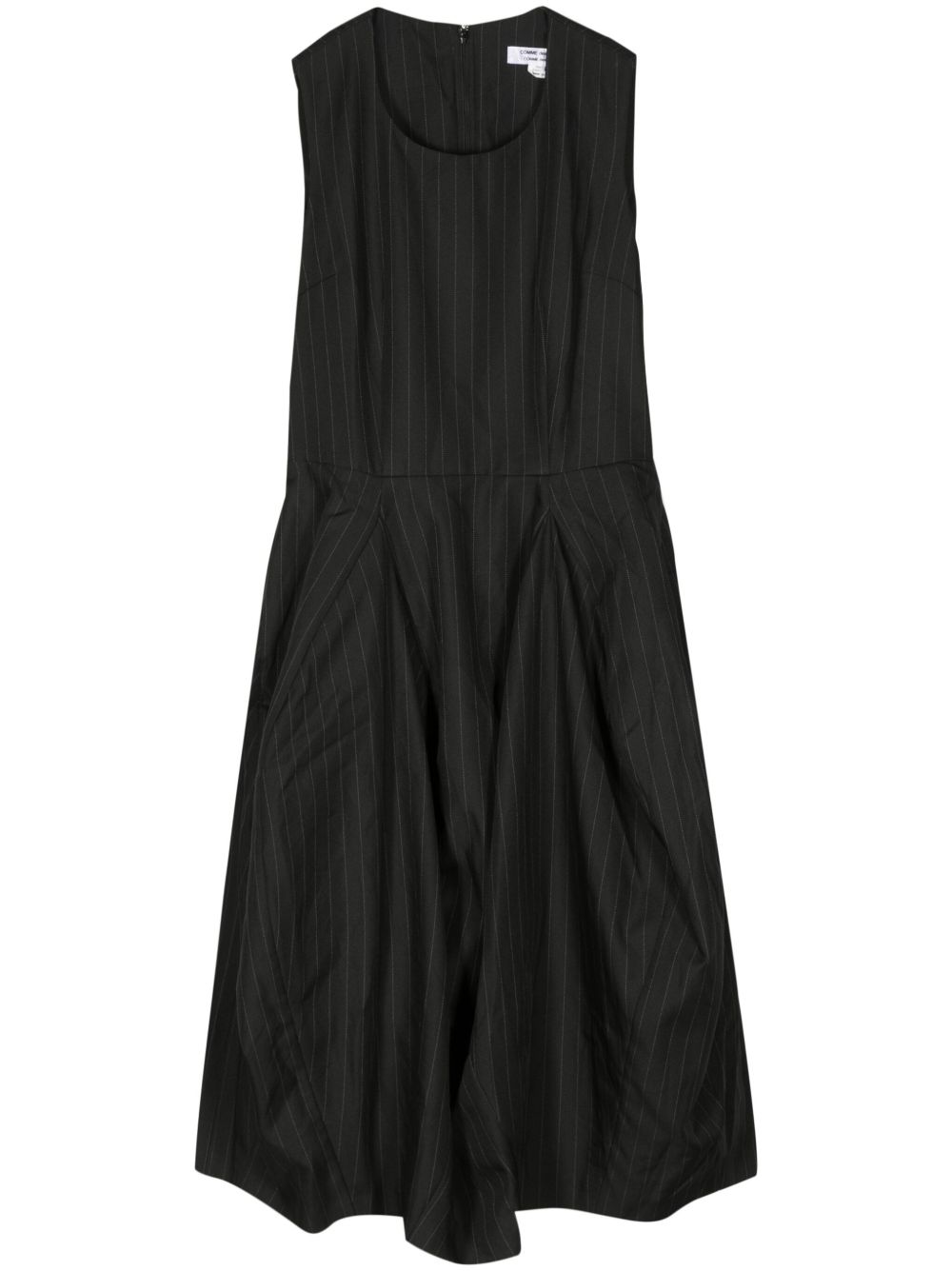 Comme Des Garçons Comme Des Garçons 细条纹蓬松连衣裙 - 黑色