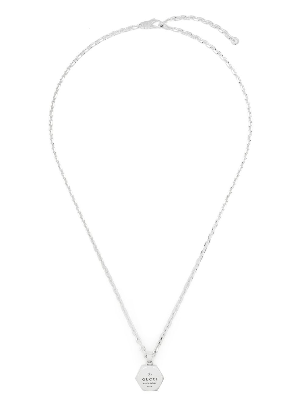 Gucci Trademark 吊饰纯银项链 - 银色
