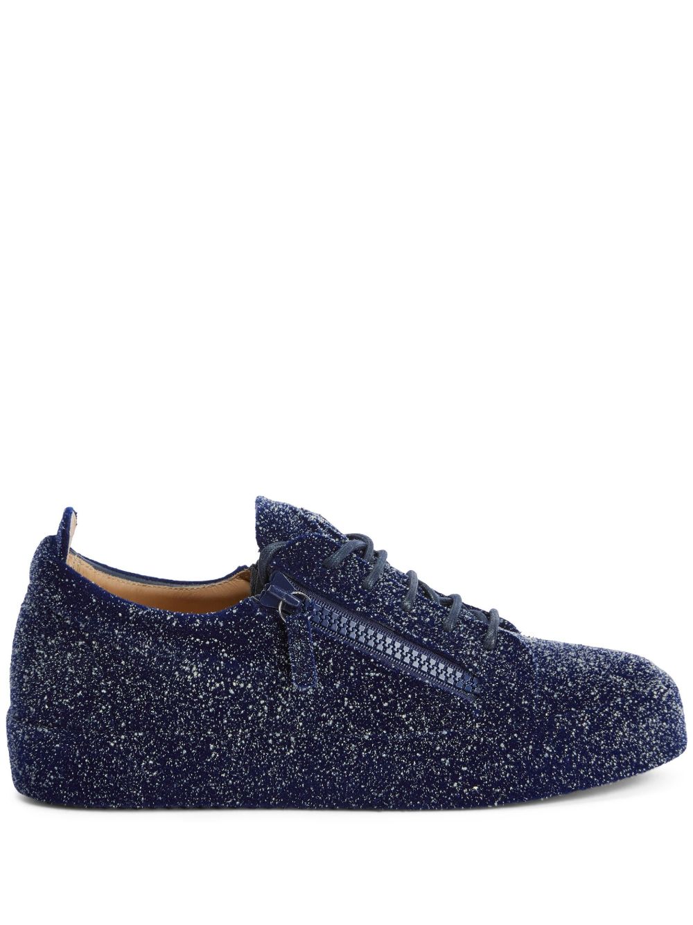 Giuseppe Zanotti 亮片金葱细节低帮运动鞋 - 蓝色