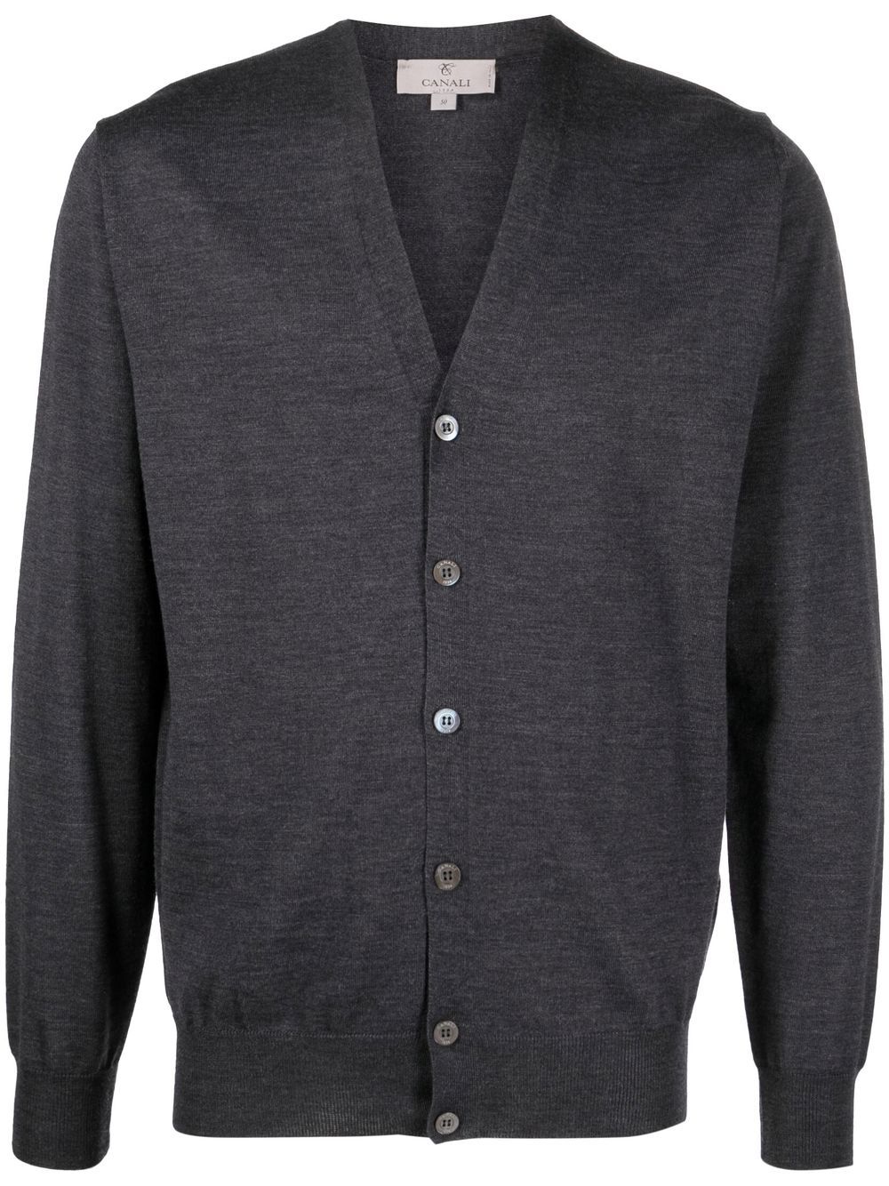 Canali 排扣针织开衫 - 灰色