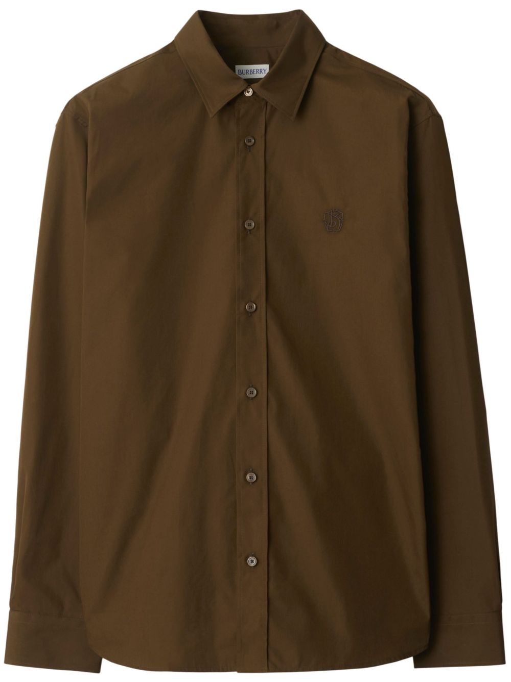 Burberry logo刺绣衬衫 - 褐色