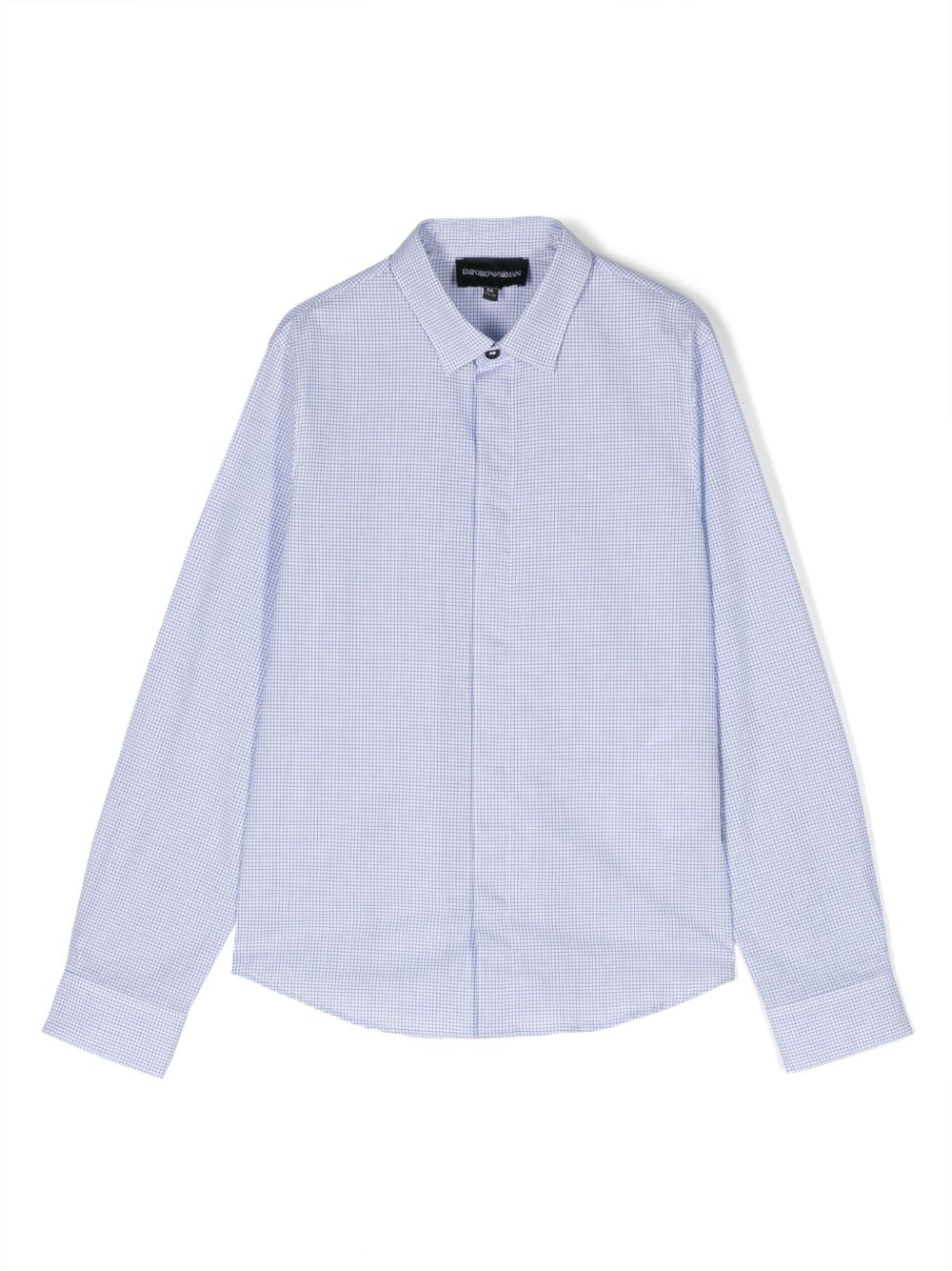 Emporio Armani Kids logo刺绣棉衬衫 - 蓝色