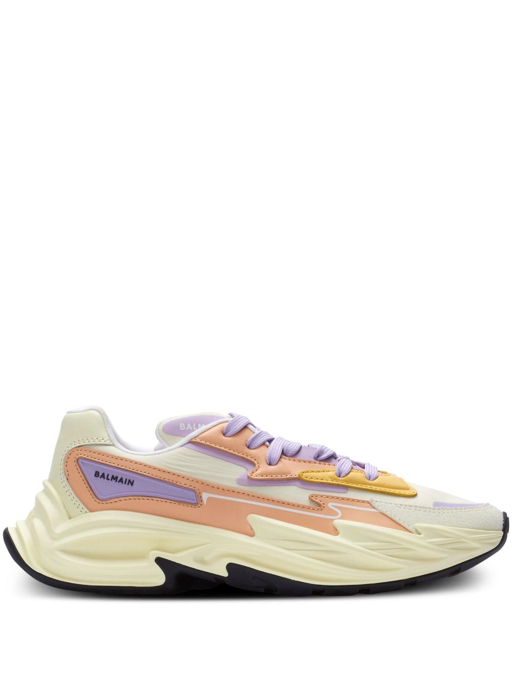 Balmain Run-Row 拼接皮质板鞋 - 中性色