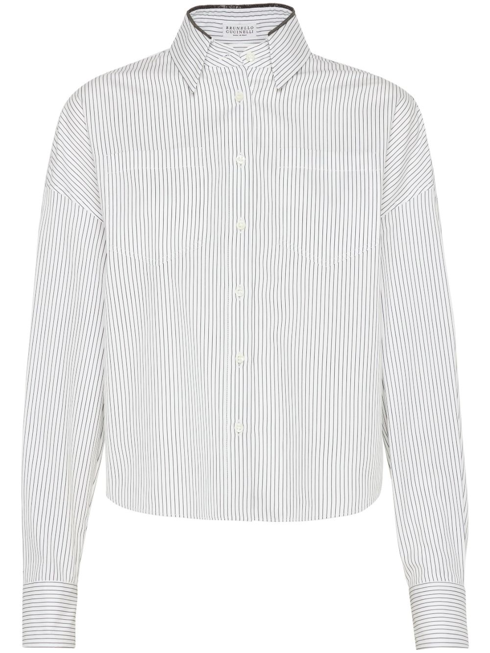 Brunello Cucinelli 条纹府绸衬衫 - 白色