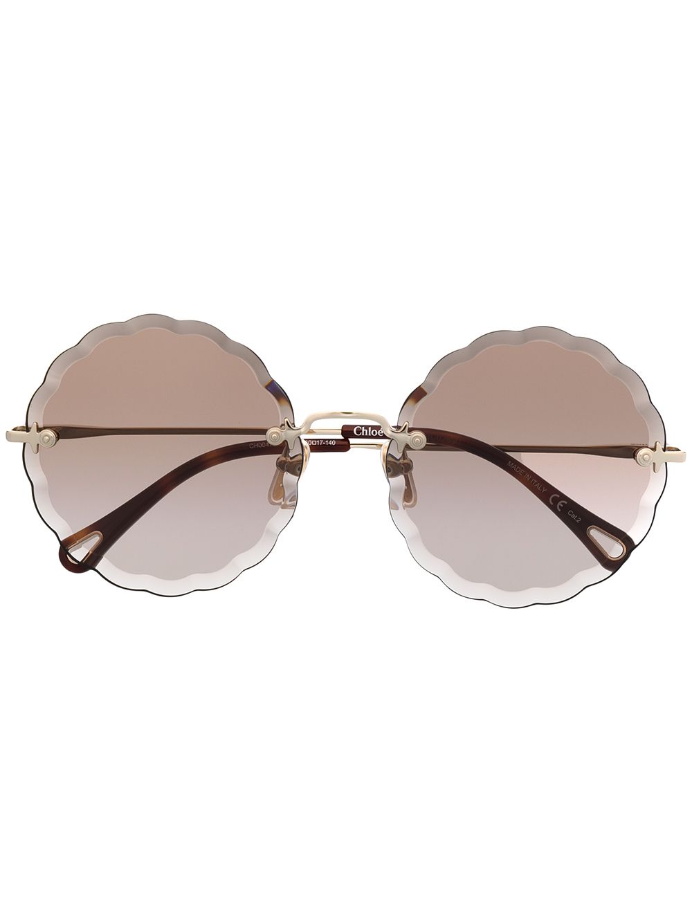 Chloé Eyewear 圆框太阳眼镜 - 褐色