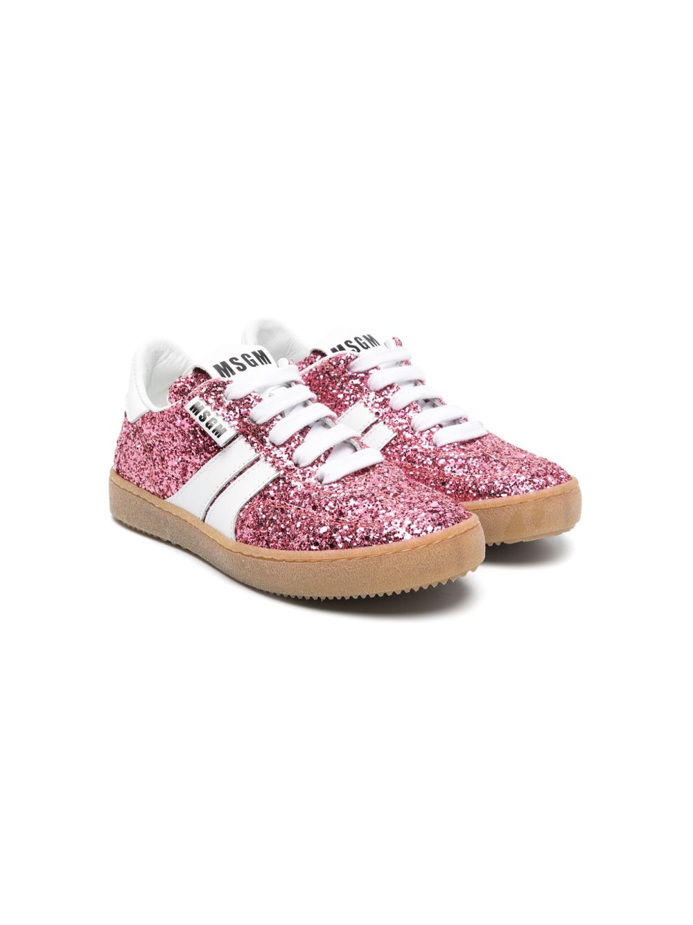 MSGM Kids Retro 亮片金葱运动鞋 - 粉色