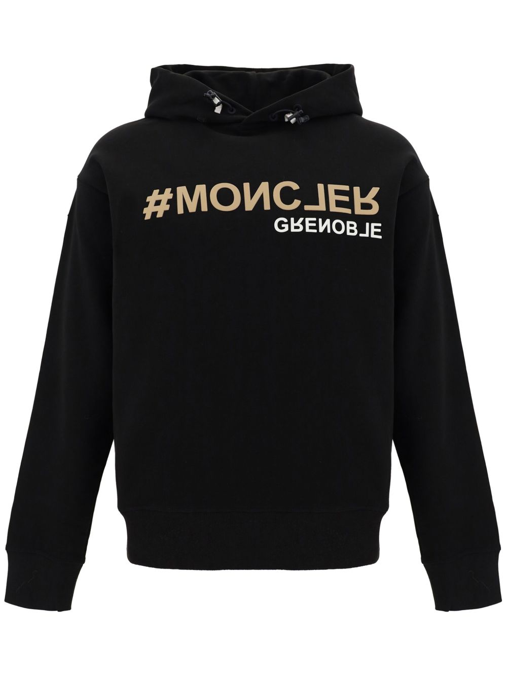 Moncler Grenoble logo印花棉连帽衫 - 黑色