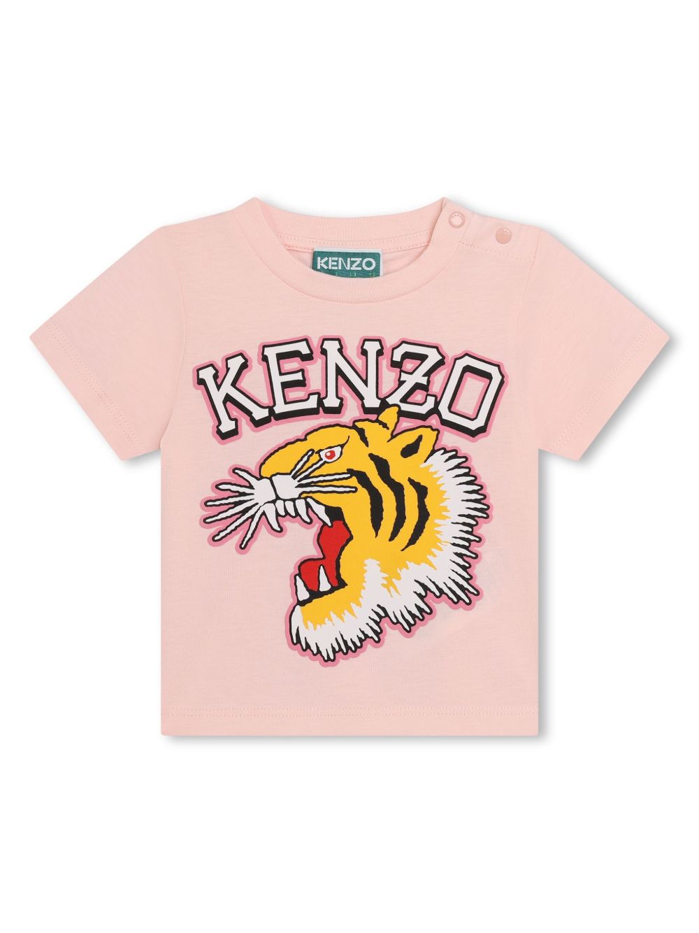 Kenzo Kids Tiger Head 印花棉T恤 - 粉色