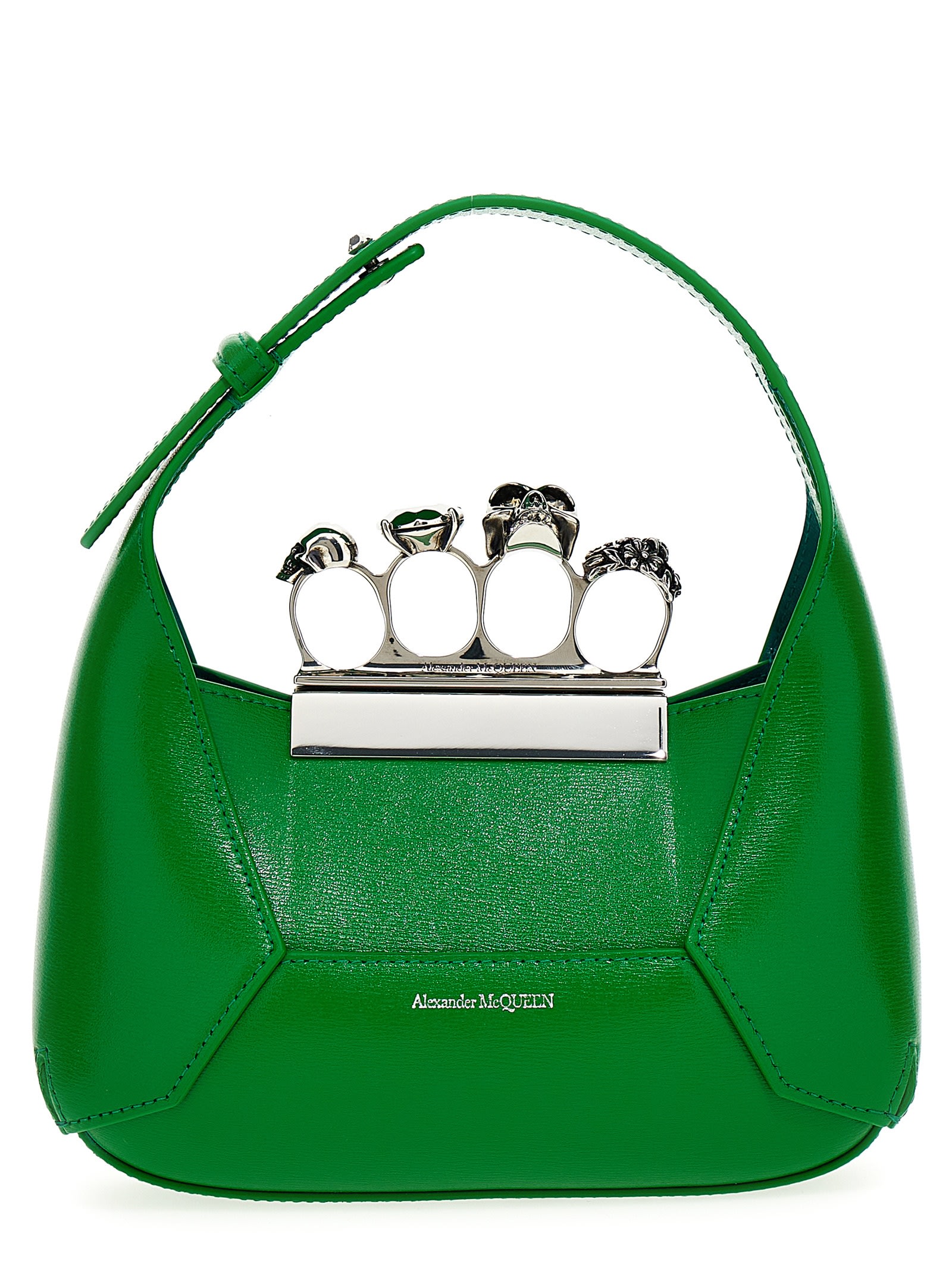 Alexander McQueen The Jewelled Hobo Mini Bag In Bright Green