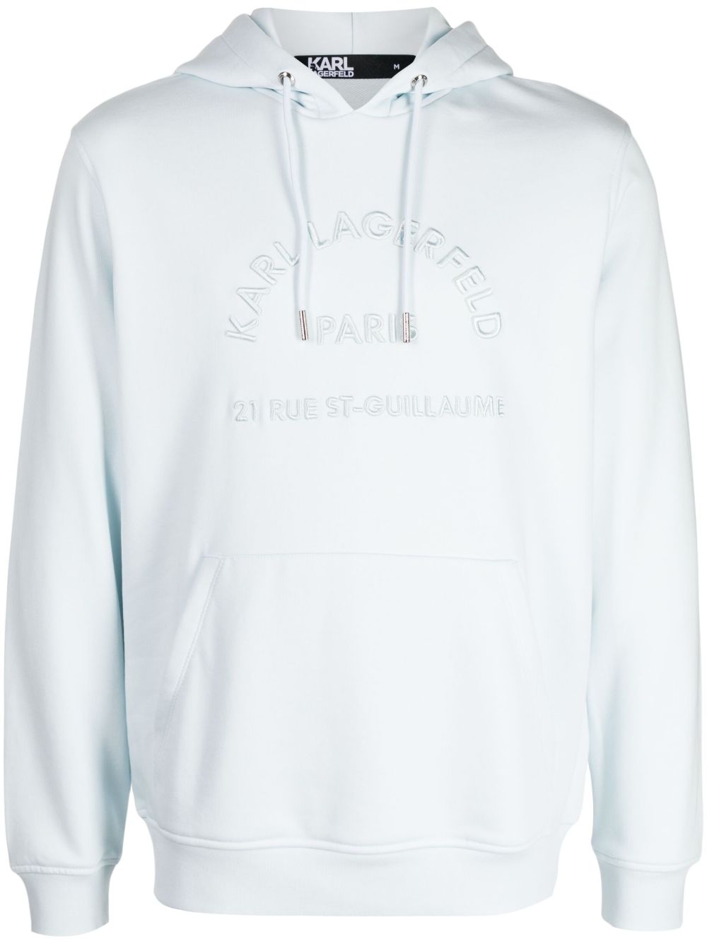 Karl Lagerfeld logo刺绣长袖连帽衫 - 蓝色