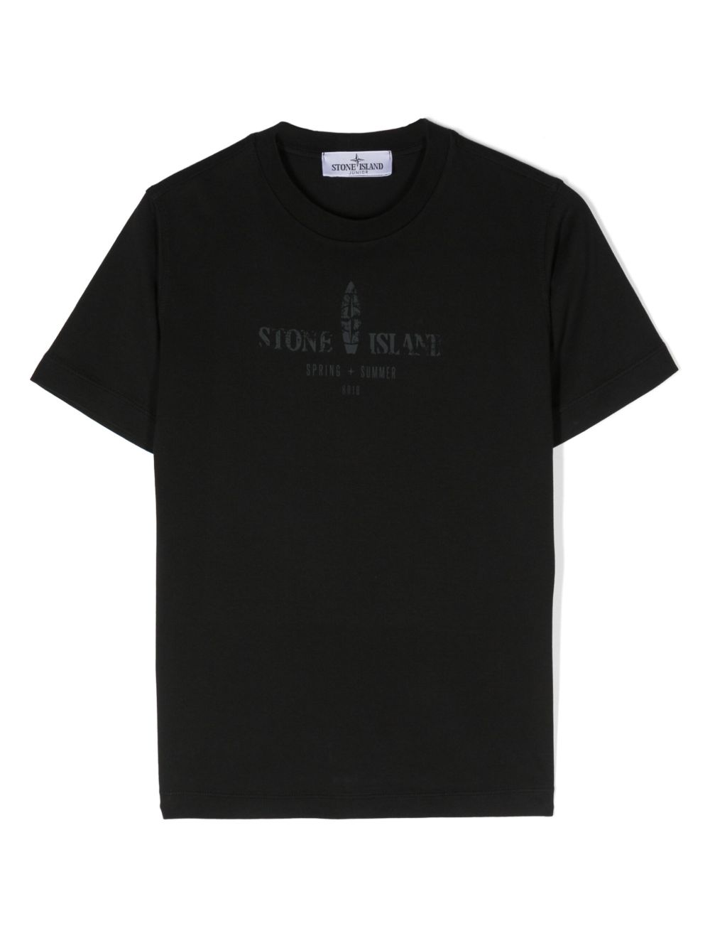 Stone Island Junior 罗盘印花棉T恤 - 黑色