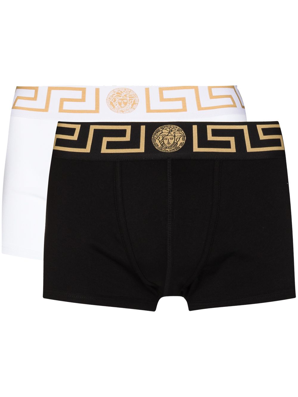 Versace Greca Border 紧身四角裤（两件装） - 黑色