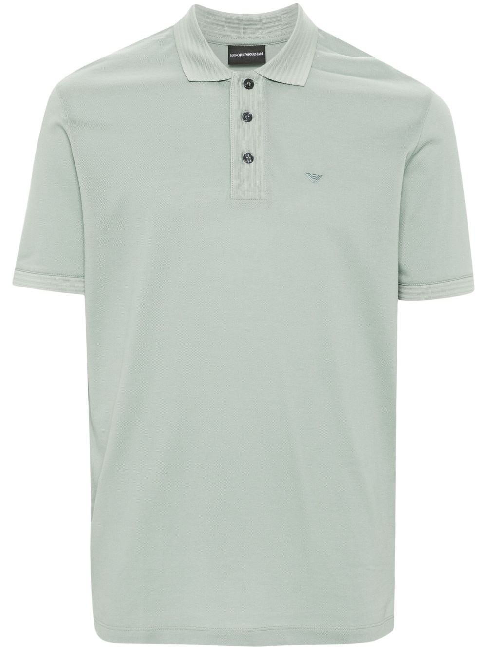 Emporio Armani logo刺绣棉polo衫 - 绿色