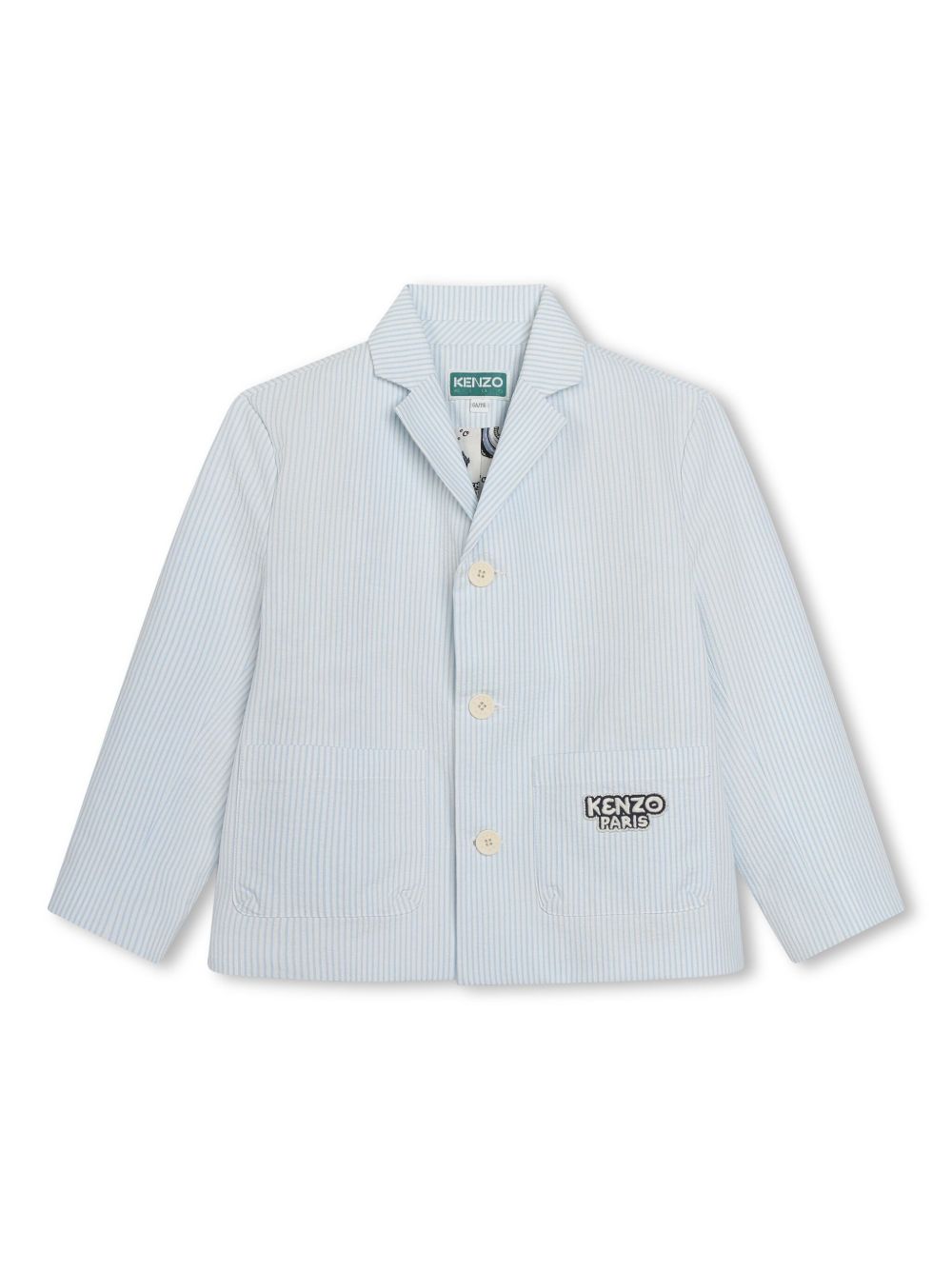 Kenzo Kids 条纹棉混纺西装夹克 - 蓝色