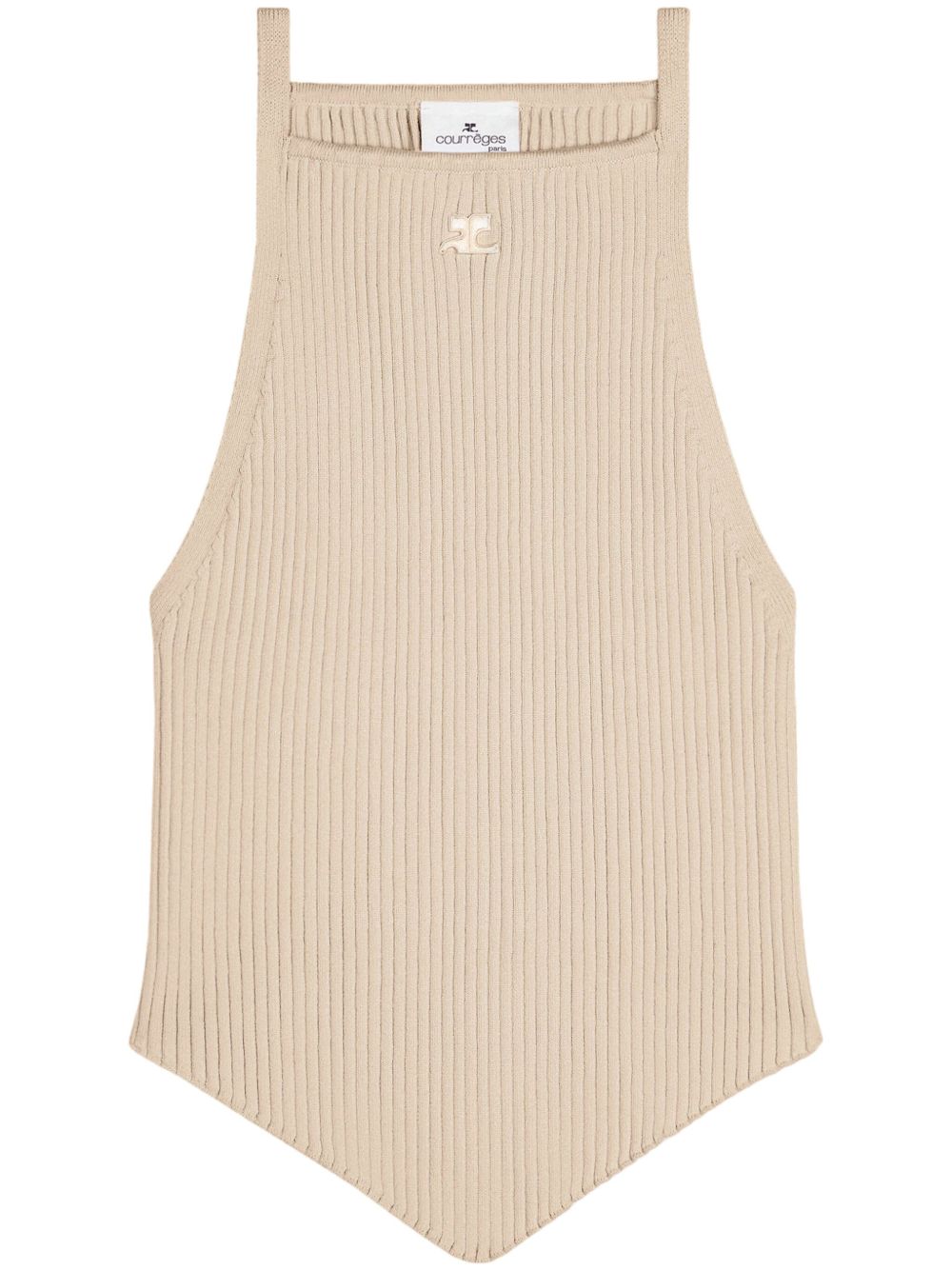 Courrèges logo刺绣罗纹上衣 - 中性色