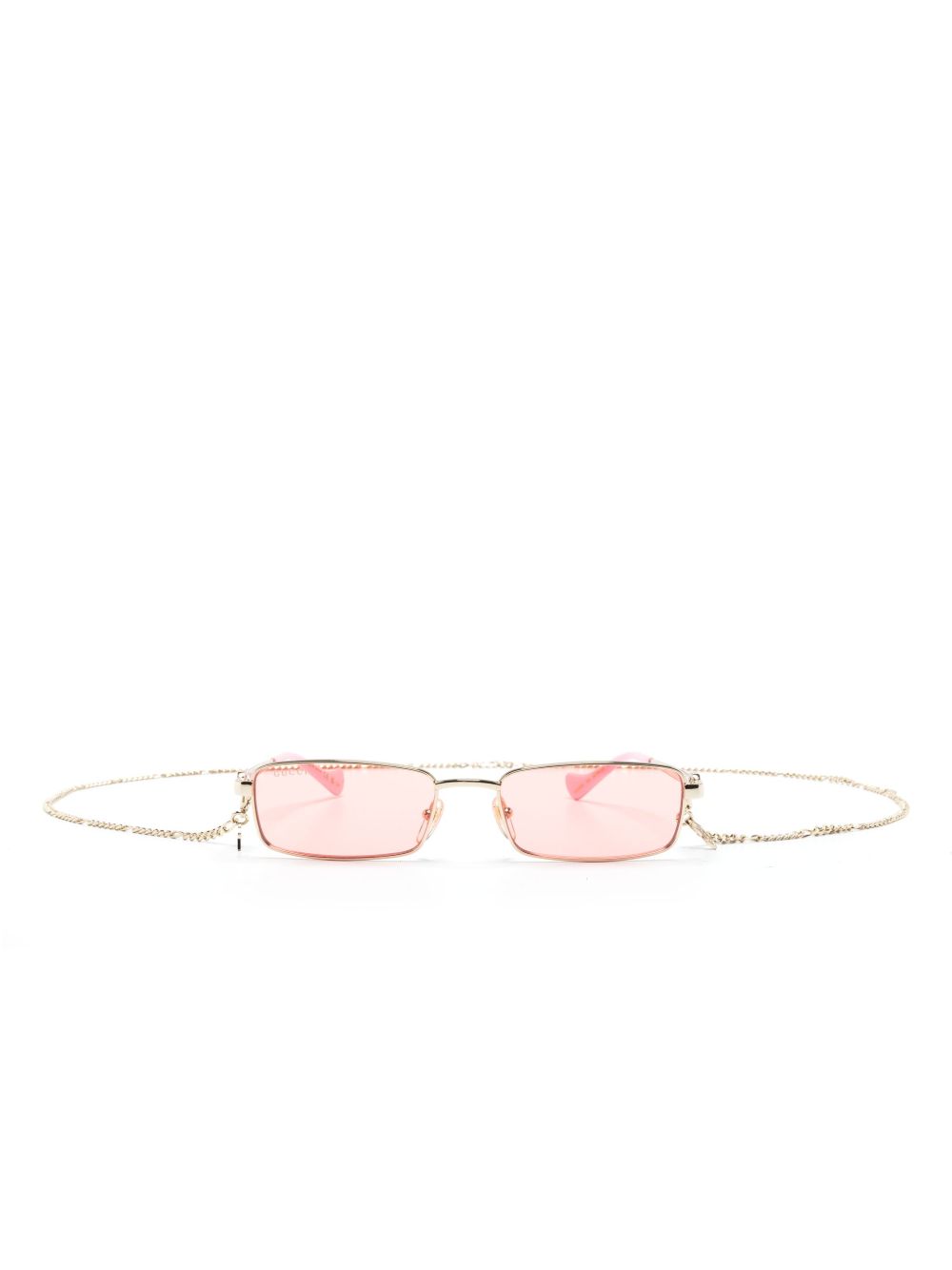 Gucci Eyewear 长方形框太阳眼镜 - 金色