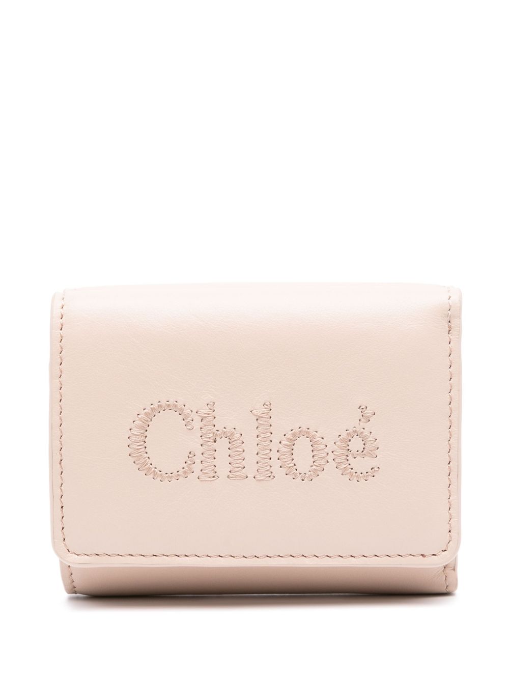 Chloé 刺绣logo皮质钱包 - 粉色
