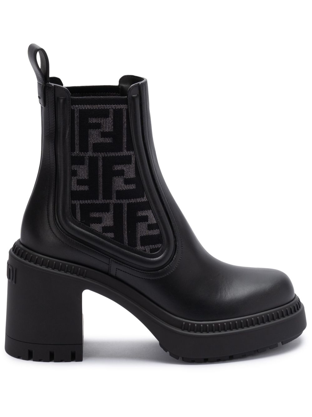 FENDI 经典logo细节中跟靴（6.5厘米） - 黑色