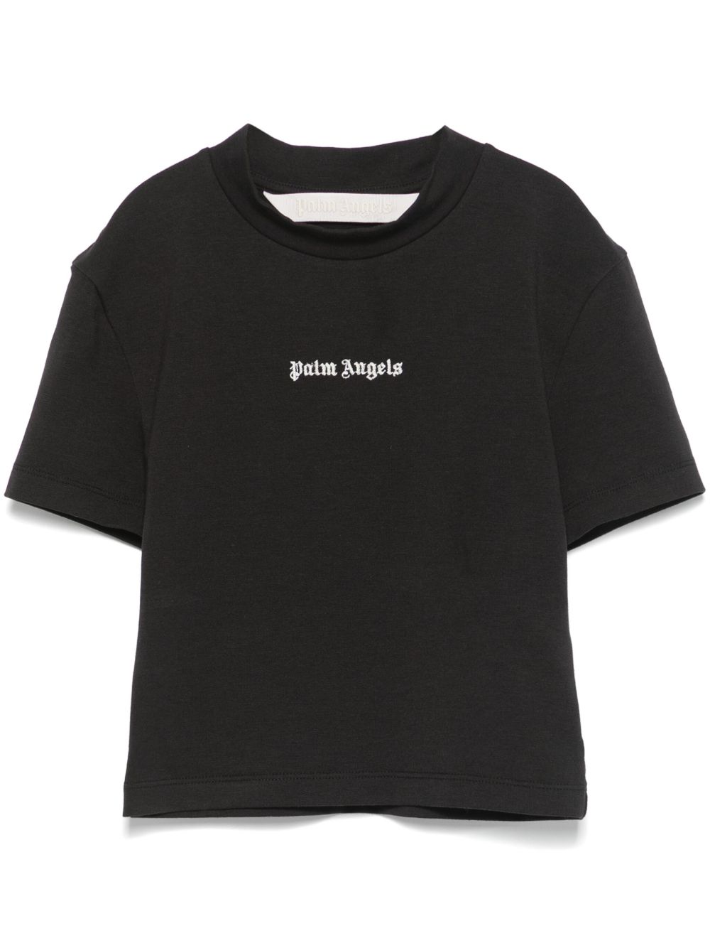 Palm Angels logo刺绣短款T恤 - 黑色