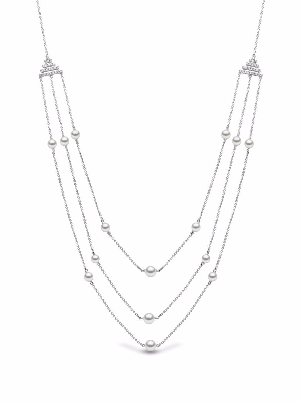 Yoko London Sleek 18K白金钻石淡水珍珠项链 - 银色