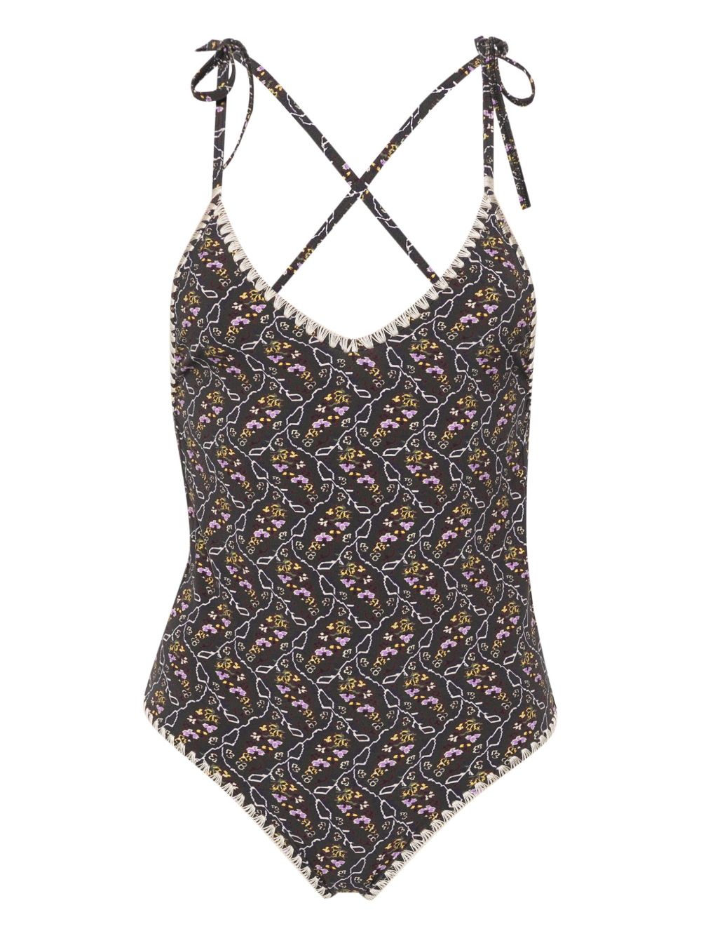 ISABEL MARANT Swan 花卉印花连体泳衣 - 黑色