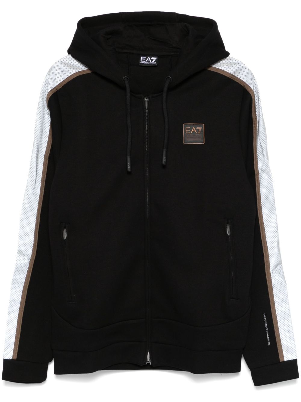 Ea7 Emporio Armani 标贴连帽衫 - 黑色