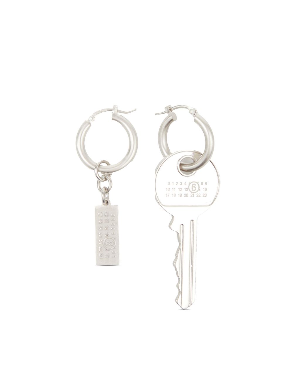 MM6 Maison Margiela Tag and Key 吊饰圈形耳环 - 银色
