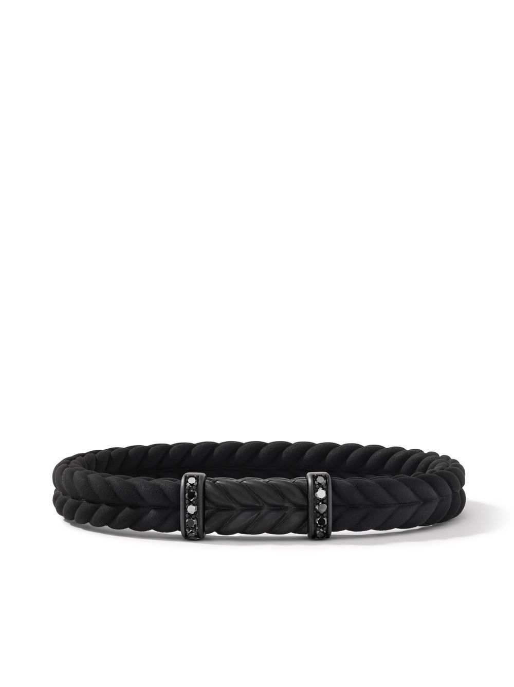 David Yurman Chevron 编织钻石手链 - 黑色