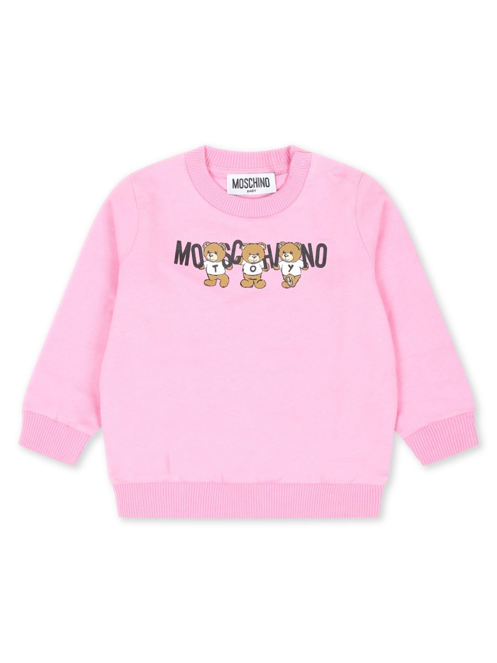 Moschino Kids 泰迪熊印花棉卫衣 - 粉色