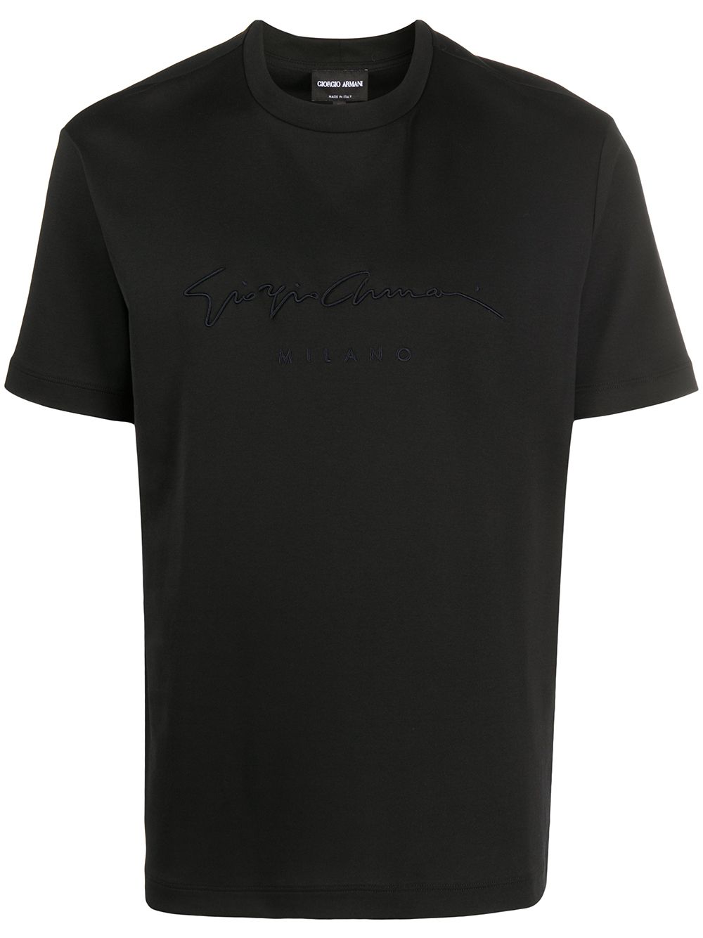 Giorgio Armani logo刺绣T恤 - 黑色